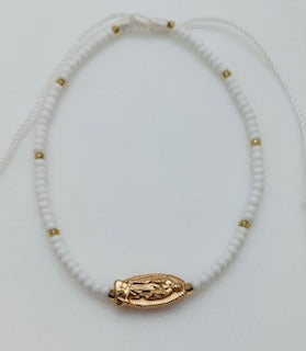 Gold tone white Virgencita